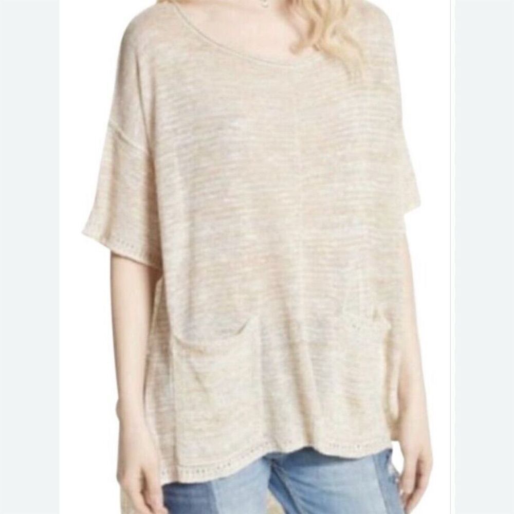 Free People Blue Tunic Sweater Short Sleeve XS